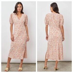 Rails Shelley midi dress in multi wildflower floral short puff sleeve size XL